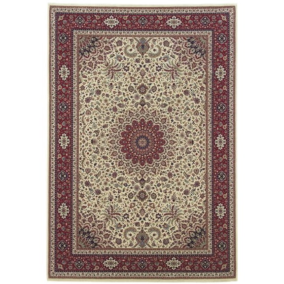 HomeRoots 574127 8 ft. Ivory & Red Oriental Square Rug