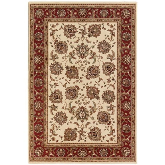 HomeRoots 574154 8 ft. Ivory & Red Oriental Square Rug