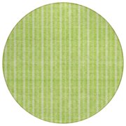 HomeRoots 595879 8 ft. Lime Green & Ivory Round Striped Washable Indoor & Outdoor Area Rug