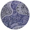 thumbnail image 1 of HomeRoots 603181 8 ft. Navy Blue, Gray & Green Round Floral Medallion Washable Indoor & Outdoor Area Rug, 1 of 1