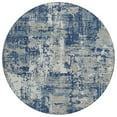 thumbnail image 1 of HomeRoots 597988 8 ft. Navy Blue, Gray & Ivory Round Abstract Washable Indoor & Outdoor Area Rug, 1 of 1