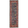 thumbnail image 1 of HomeRoots 8 ft. Pink, Blue & Orange Wool Floral Hand Knotted Distressed Stain Resistant Runner Rug with Fringe, 1 of 5