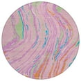 thumbnail image 1 of HomeRoots 600248 8 ft. Pink, Green & Teal Blue Round Abstract Washable Indoor & Outdoor Area Rug, 1 of 1