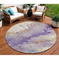 thumbnail image 1 of HomeRoots 631887 8 ft. Purple & Gold Round Abstract Washable Indoor & Outdoor Area Rug, 1 of 1