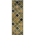 thumbnail image 1 of 8' Green Quatrefoil Power Loom Distressed Stain Resistant Runner Rug, 1 of 5
