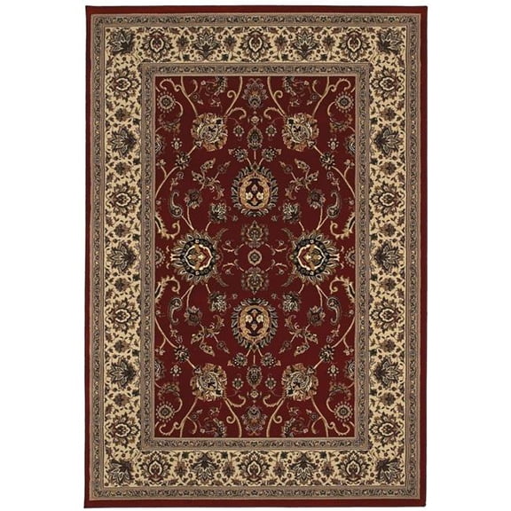 HomeRoots 574166 8 ft. Red & Ivory Oriental Square Traditional Rug