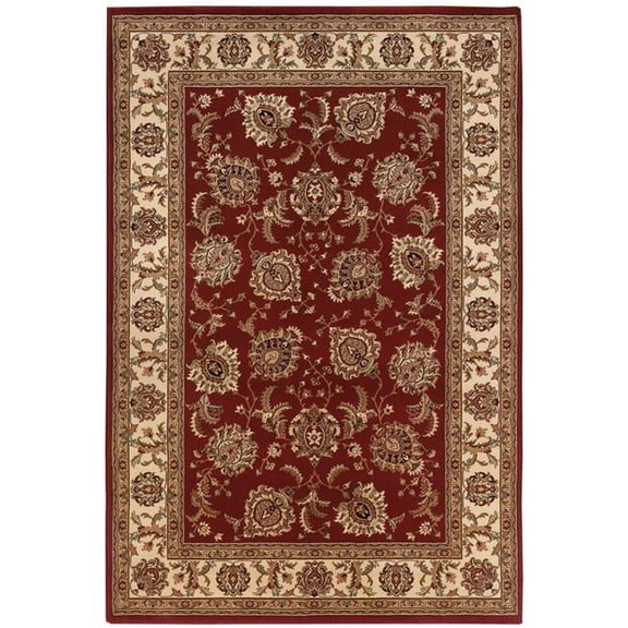 HomeRoots 574148 8 ft. Red & Ivory Oriental Square Traditional Rug