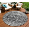 thumbnail image 1 of HomeRoots 584616 8 ft. Round Abstract Washable Indoor & Outdoor Area Rug, Black, Gray & Charcoal, 1 of 5