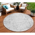 thumbnail image 1 of HomeRoots 578078 8 ft. Round Abstract Washable Indoor & Outdoor Area Rug, Gray & Ivory, 1 of 1