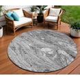 thumbnail image 1 of HomeRoots 579687 8 ft. Round Abstract Washable Indoor & Outdoor Area Rug, Gray, Silver & Charcoal, 1 of 5