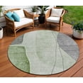 thumbnail image 1 of 8' Olive Green And Gray Round Abstract Washable Indoor Outdoor Area Rug, 1 of 5