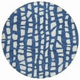 thumbnail image 1 of HomeRoots 585078 8 ft. Round Abstract Washable Indoor & Outdoor Area Rug, Navy Blue & Ivory, 1 of 1
