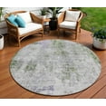 thumbnail image 1 of HomeRoots 587880 8 ft. Round Abstract Washable Indoor & Outdoor Area Rug, Olive Green & Gray, 1 of 5