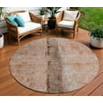 thumbnail image 1 of HomeRoots 578042 8 ft. Round Abstract Washable Indoor & Outdoor Area Rug, Orange, Peach & Brown, 1 of 5
