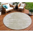 thumbnail image 1 of 8' Taupe Beige And Tan Round Abstract Washable Indoor Outdoor Area Rug, 1 of 5