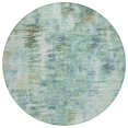 thumbnail image 1 of HomeRoots 587856 8 ft. Round Abstract Washable Indoor & Outdoor Area Rug, Teal Blue, Green & Ivory, 1 of 1