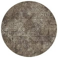 thumbnail image 1 of HomeRoots 586152 8 ft. Round Floral Washable Indoor & Outdoor Area Rug, Brown & Ivory, 1 of 1