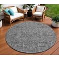 thumbnail image 1 of 8' Charcoal And Silver Round Floral Washable Indoor Outdoor Area Rug, 1 of 5