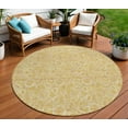 thumbnail image 1 of 8' Gold And Wheat Round Floral Washable Indoor Outdoor Area Rug, 1 of 5