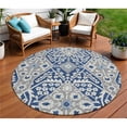 thumbnail image 1 of HomeRoots 590072 8 ft. Round Floral Washable Indoor & Outdoor Area Rug, Navy Blue, Gray & Ivory, 1 of 1