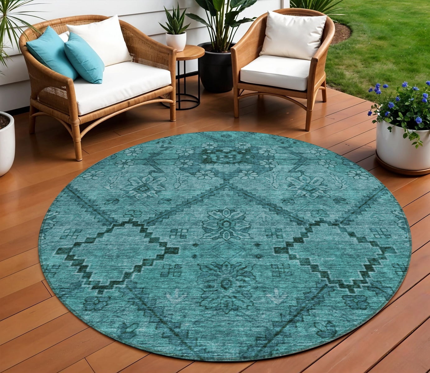 Great Description About Blue Round Outdoor Rug