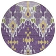 thumbnail image 1 of HomeRoots 584730 8 ft. Round Ikat Washable Indoor & Outdoor Area Rug, Purple, Lavender & Gold, 1 of 1