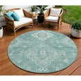thumbnail image 1 of HomeRoots 589028 8 ft. Round Medallion Washable Indoor & Outdoor Area Rug, Aqua, Teal Blue & Ivory, 1 of 1