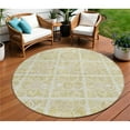 thumbnail image 1 of HomeRoots 589322 8 ft. Round Medallion Washable Indoor & Outdoor Area Rug, Beige & Tan, 1 of 1
