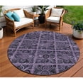 thumbnail image 1 of HomeRoots 589310 8 ft. Round Medallion Washable Indoor & Outdoor Area Rug, Purple, Plum & Charcoal, 1 of 1