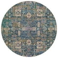 thumbnail image 1 of HomeRoots 579633 8 ft. Round Oriental Washable Indoor & Outdoor Area Rug, Green, Navy Blue & Ivory, 1 of 1