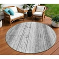 thumbnail image 1 of HomeRoots 589874 8 ft. Round Striped Washable Indoor & Outdoor Area Rug, Gray & Ivory, 1 of 1