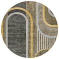 thumbnail image 1 of HomeRoots 561352 8 ft. Round Taupe & Gray Round Abstract Washable Non Skid Indoor Outdoor Machine Woven Area Rug, 1 of 1