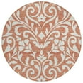 thumbnail image 1 of HomeRoots 591485 8 ft. Salmon & Ivory Round Floral Washable Indoor & Outdoor Area Rug, 1 of 1