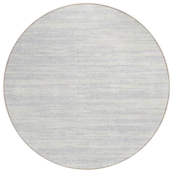 HomeRoots 613123 8 ft. Silver & Ivory Round Abstract Washable Indoor & Outdoor Area Rug