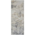 thumbnail image 1 of 8' Tan Ivory And Gray Abstract Power Loom Distressed Runner Rug, 1 of 7