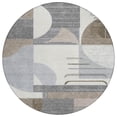thumbnail image 1 of HomeRoots 618000 8 ft. Taupe, Gray & Ivory Round Geometric Washable Indoor & Outdoor Area Rug, 1 of 1