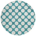 thumbnail image 1 of HomeRoots 595273 8 ft. Teal Blue & Ivory Round Polka Dot Washable Indoor & Outdoor Area Rug, 1 of 1