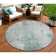 thumbnail image 1 of HomeRoots 616204 8 ft. Turquoise & Ivory Round Abstract Washable Indoor & Outdoor Area Rug, 1 of 1