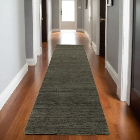 HomeRoots 576031 8 ft. Wool Hand Tufted Runner Rug, Charcoal