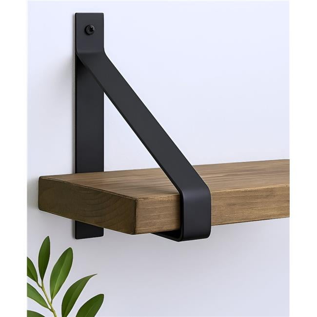 HomeRoots 634528 8 in. Black Metal Wall Mounted Shelf Brackets - Set of 2