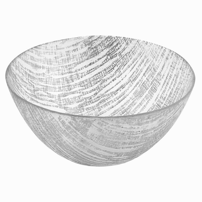 8 Hand Crafted Glass Silver Accent Salad Or Serving Bowl 8 Hand Crafted Glass Silver Accent Salad Or Serving Bowl