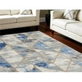 thumbnail image 1 of HomeRoots 550492 8 x 10 ft. Abstract Non Skid Rectangle Area Rug, Ivory, Blue & Gray, 1 of 1