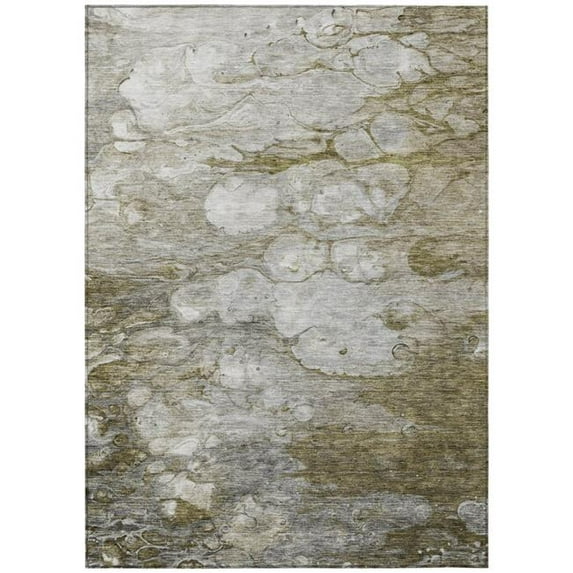 HomeRoots 582155 8 x 10 ft. Abstract Washable Indoor & Outdoor Rectangle Area Rug, Brown, Taupe & Ivory
