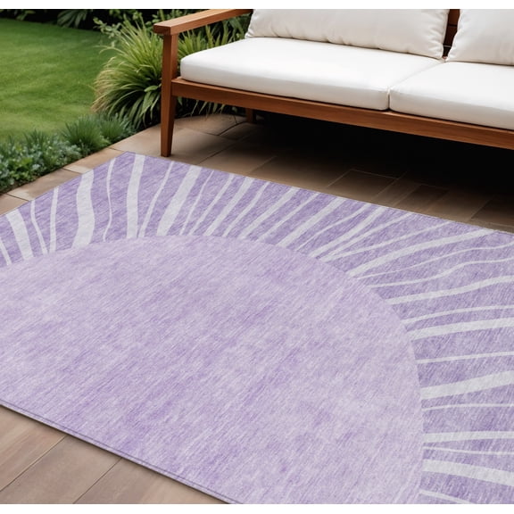 8' X 10' Lavender And Purple Abstract Washable Indoor Outdoor Area Rug