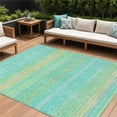 thumbnail image 1 of HomeRoots 614794 8 x 10 ft. Aqua Green & Yellow Striped Washable Indoor & Outdoor Rectangle Area Rug, 1 of 1