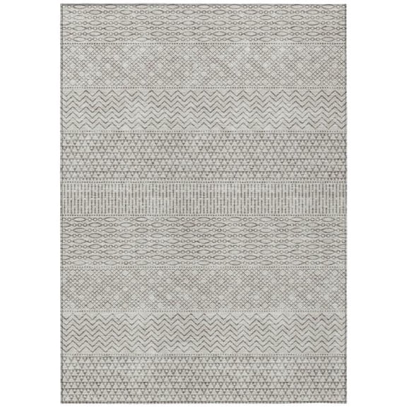 HomeRoots 612235 8 x 10 ft. Beige & Ivory Chevron Washable Indoor & Outdoor Rectangle Area Rug