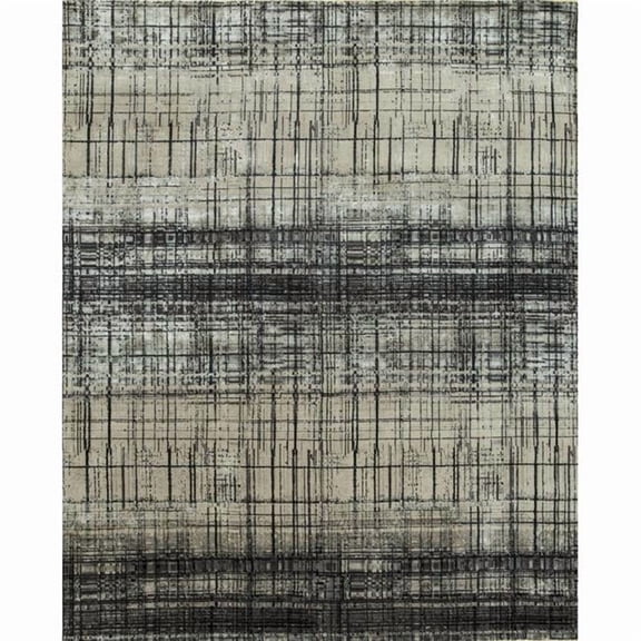 HomeRoots 569457 8 x 10 ft. Black Abstract Hand Knotted Rectangle Area Rug