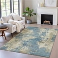 thumbnail image 1 of HomeRoots 630678 8 x 10 ft. Blue & Beige Abstract Washable Indoor & Outdoor Rectangle Area Rug, 1 of 1