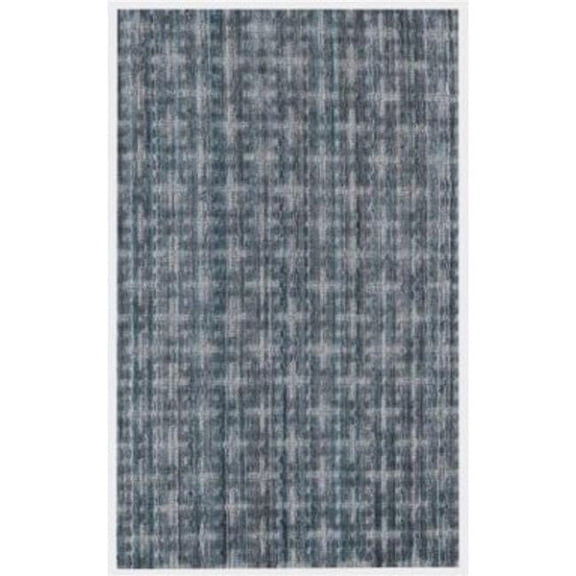 8' X 10' Blue And And Charcoal Hand Loomed Area Rug