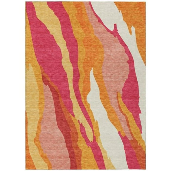 HomeRoots 600951 8 x 10 ft. Blush, Copper & Ivory Abstract Washable Indoor & Outdoor Rectangle Area Rug